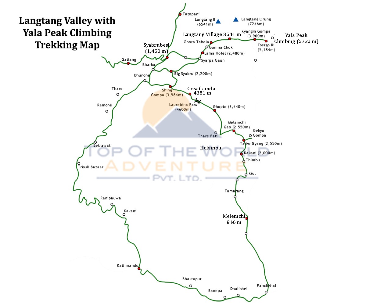Langtang Valley Trek with Yala Peak Climbing map